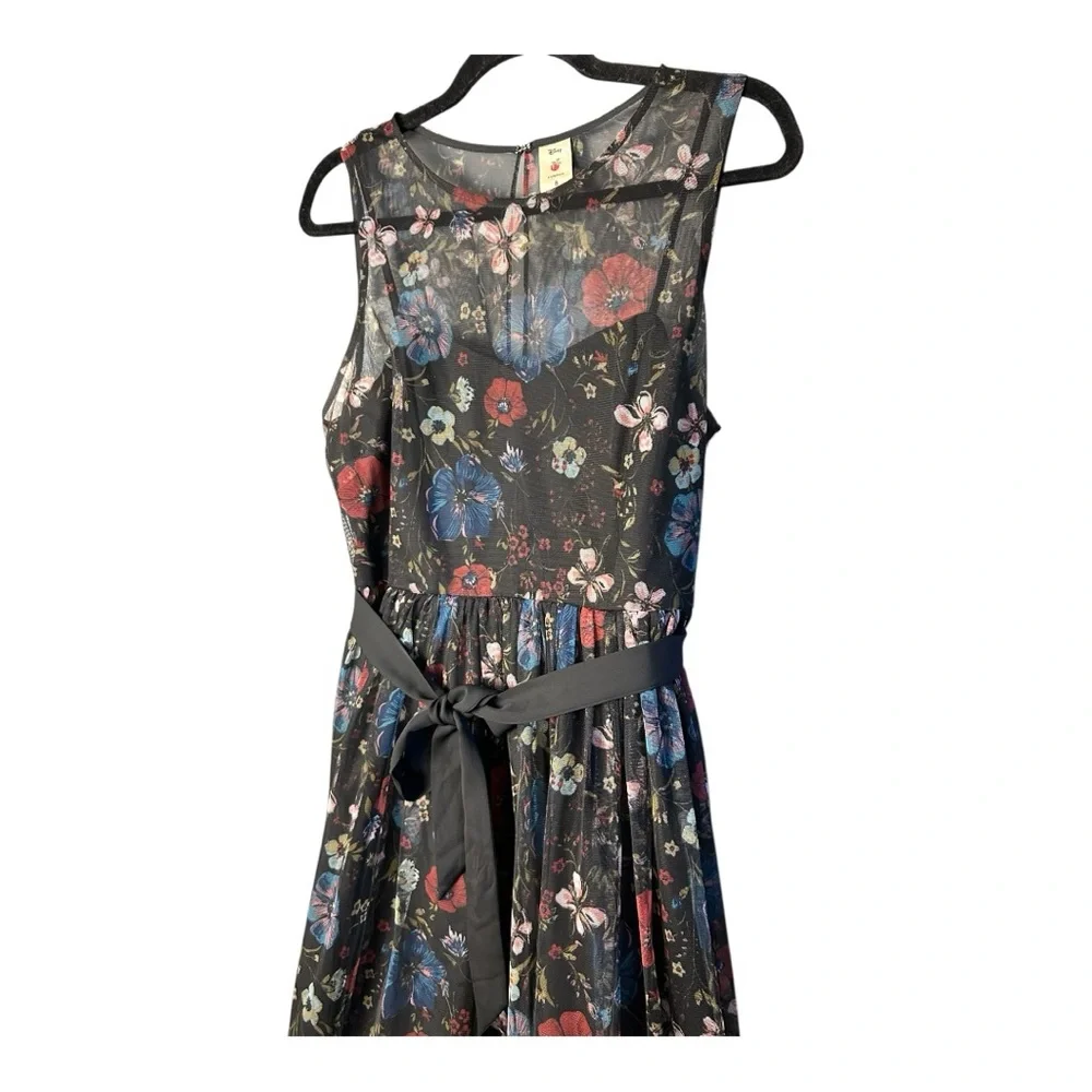 Disney LC Lauren Conrad Women's Black Floral Fit & Flare Midi Dress Size 8 - Picture 5 of 9
